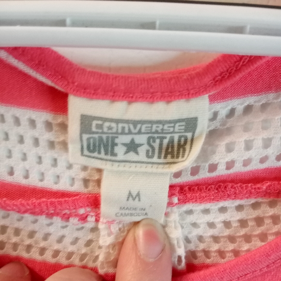 Converse One Star Perforated Pink and White Striped Shirt, Medium - Picture 3 of 3
